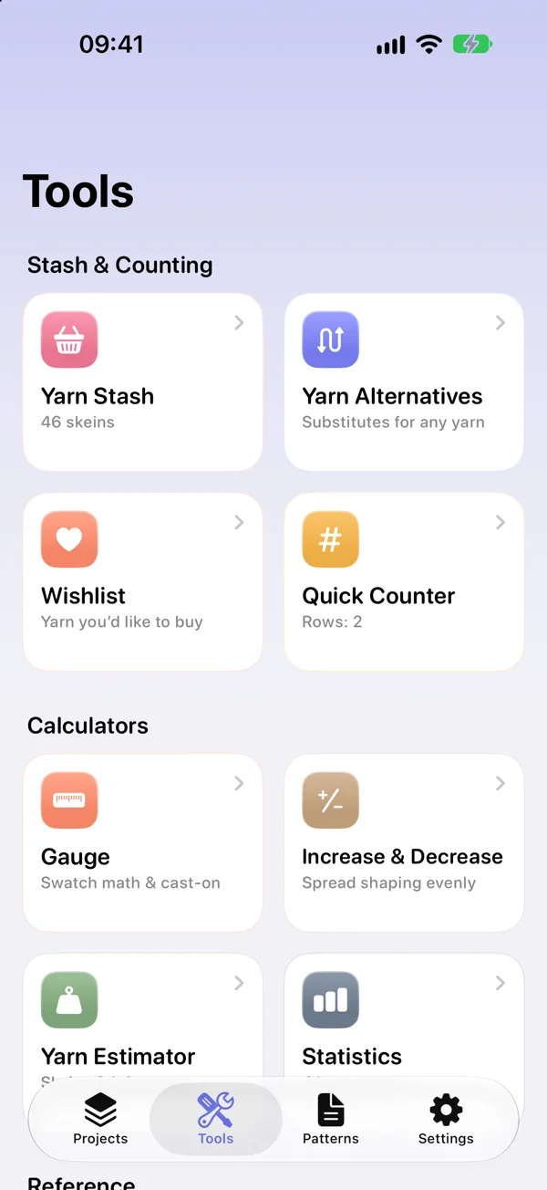 YarnSpace on iPhone: Tools